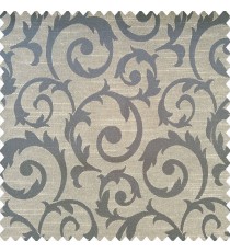 Navy blue cream color traditional design texture finished surface shiny swirls pattern polyester main curtain